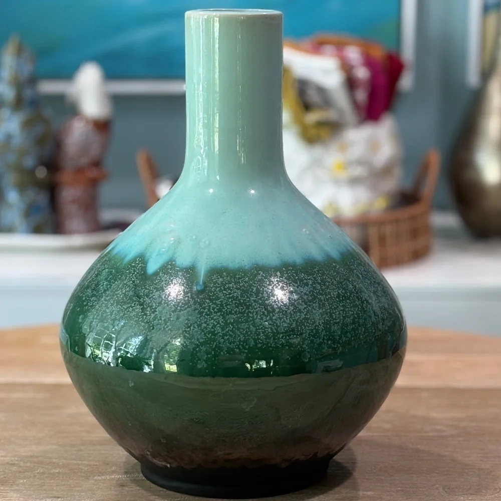 West Elm Reactive Glaze Ocean Ceramic Vase, SKU 5395285, Large Round, 14